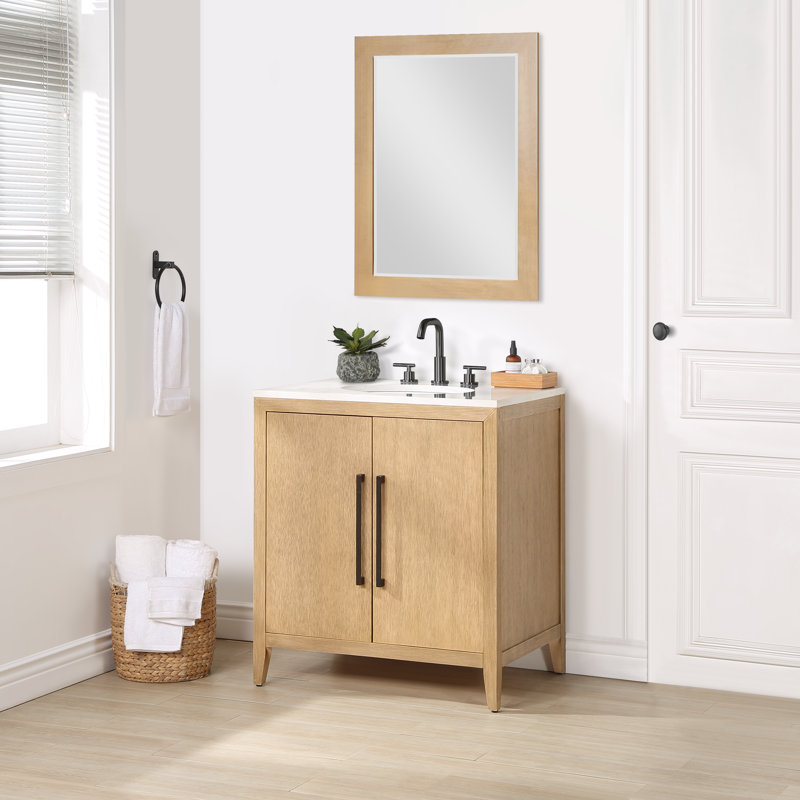 Wade Logan® Alsup 30'' Free-standing Single Bathroom Vanity with Quartz ...